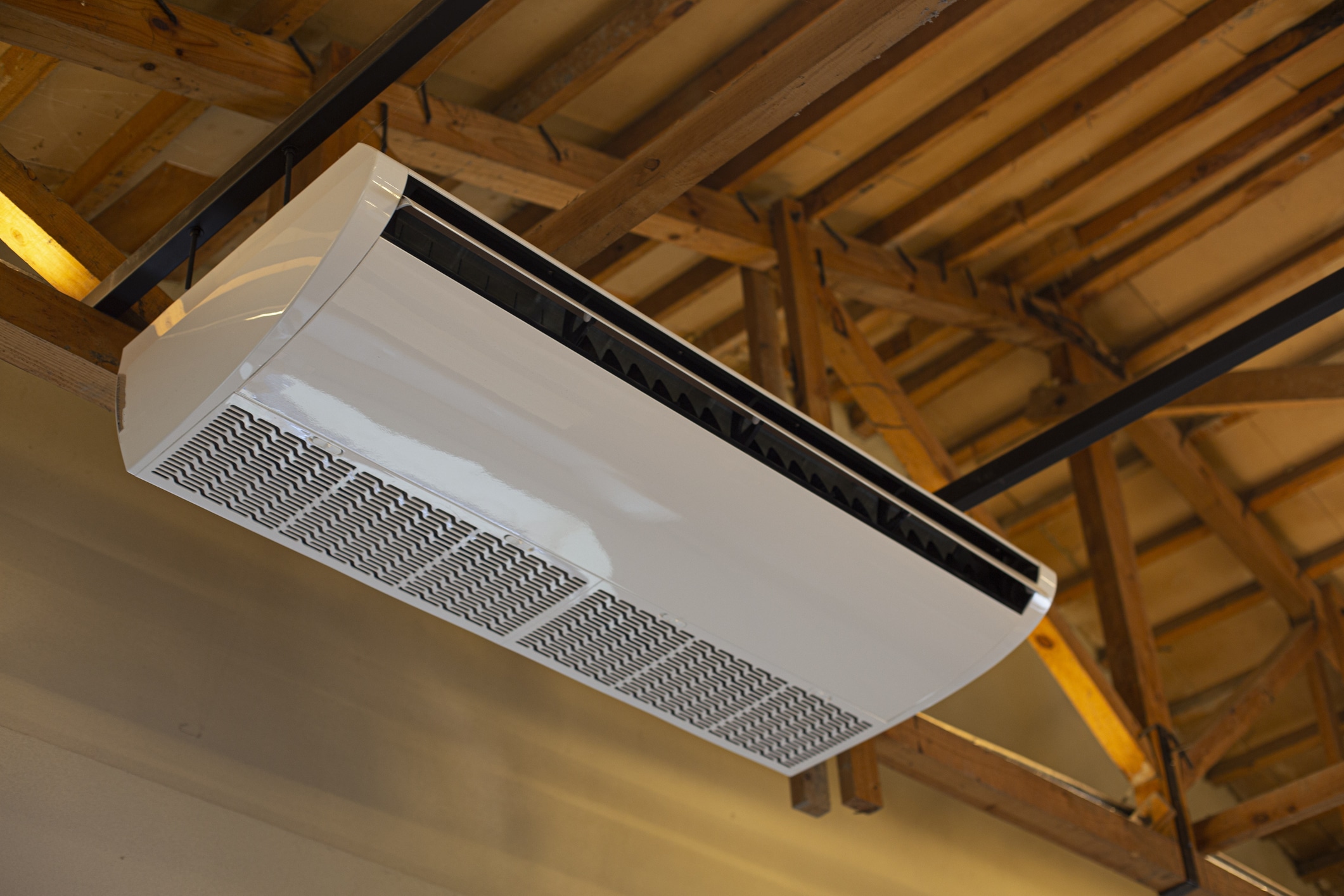 air condition on wooden ceiling